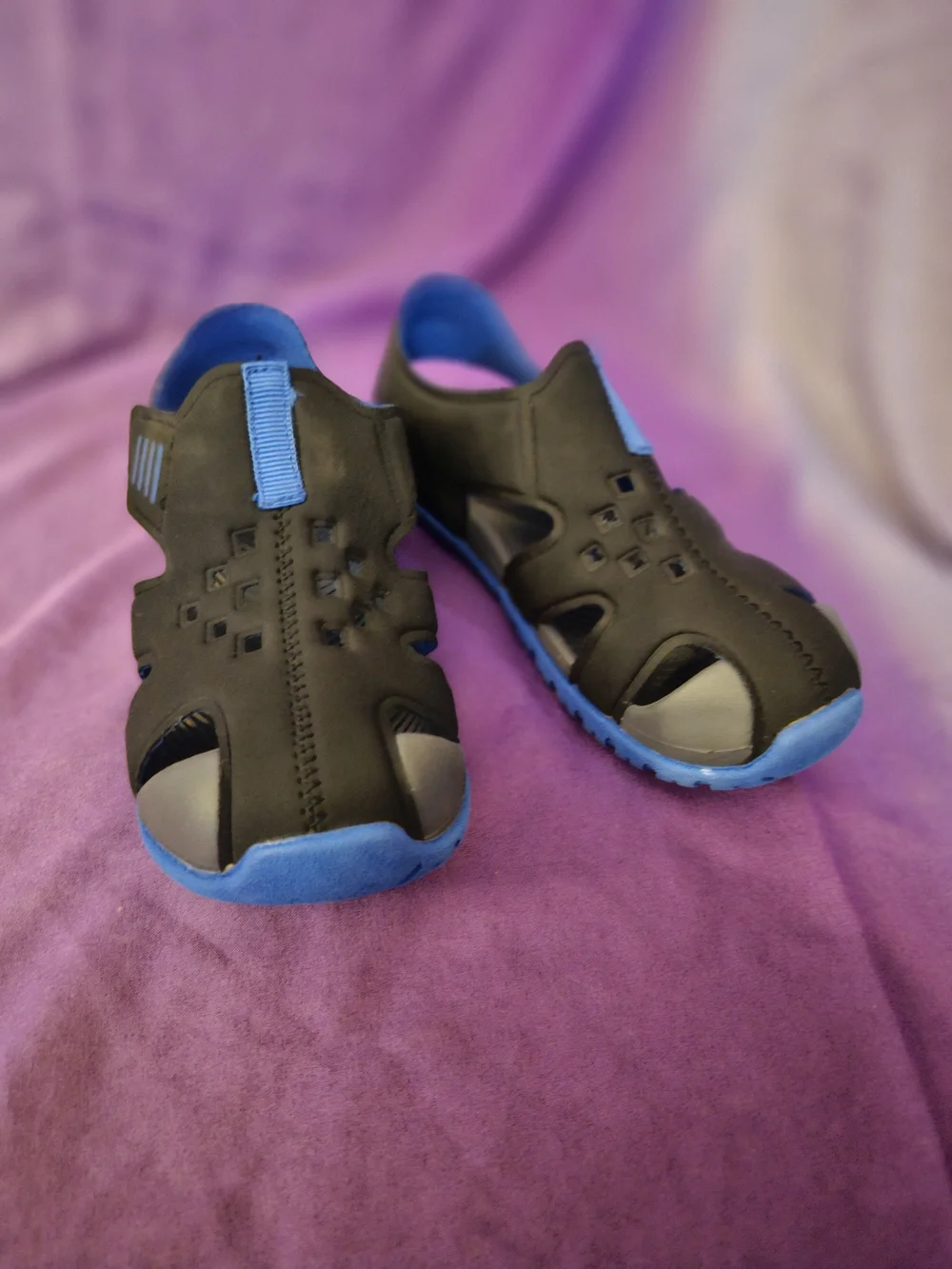 Kids Black and Blue Slip-On Water Shoes with Easy Pull Tab